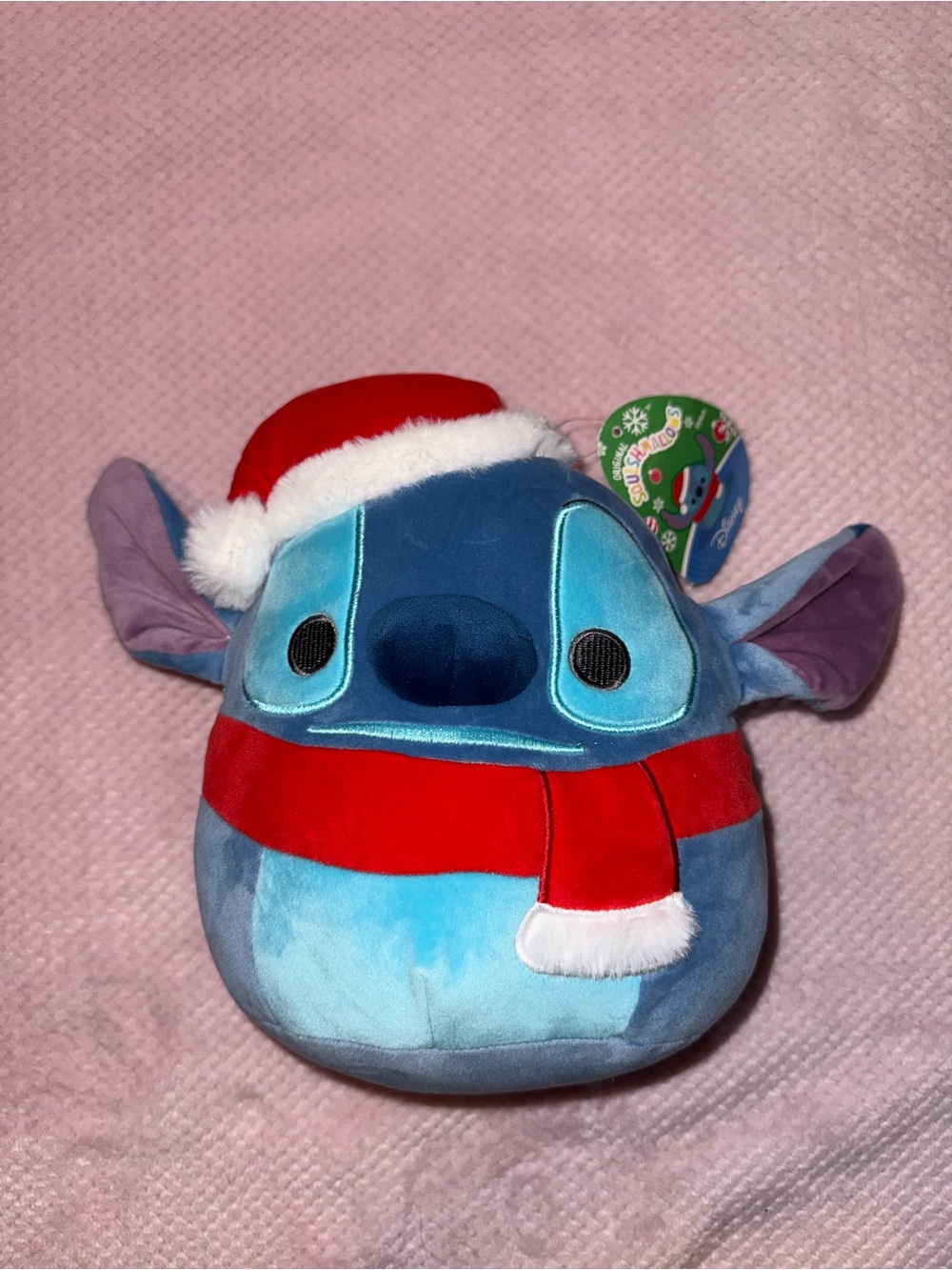 Disney Blue Stitch Holiday Plush with Red Santa Hat